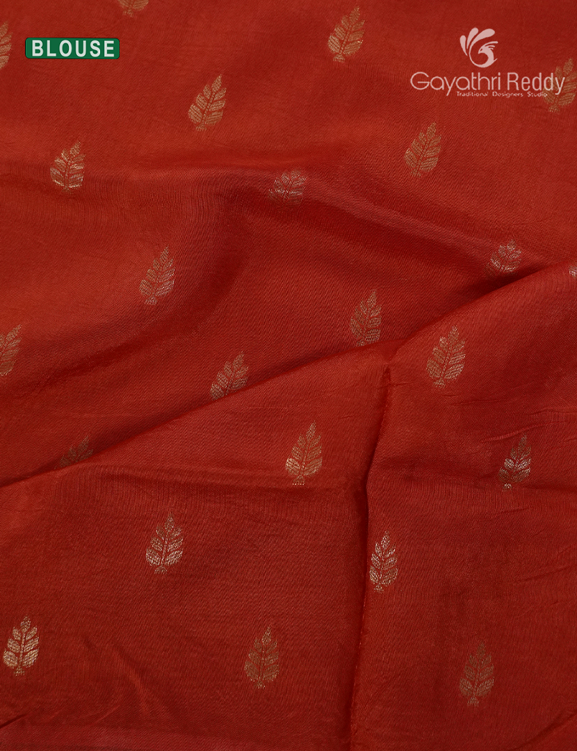 Semi Mysore Crepe Saree in Turmeric and Red