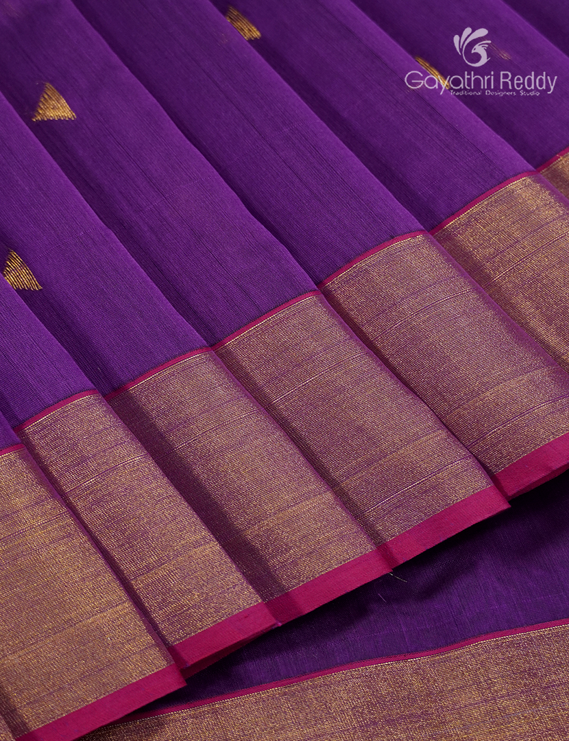 Pure Chanderi Sico Saree in Deep Purple