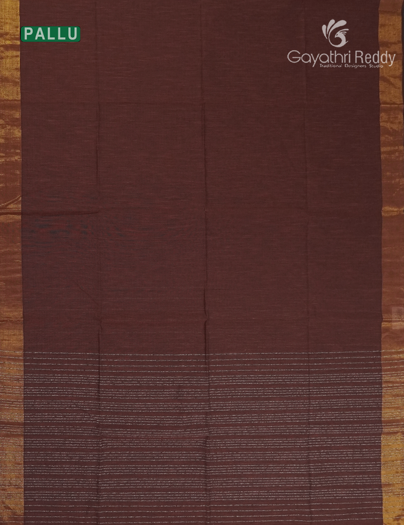 Pure Handloom Cotton Saree in Brown