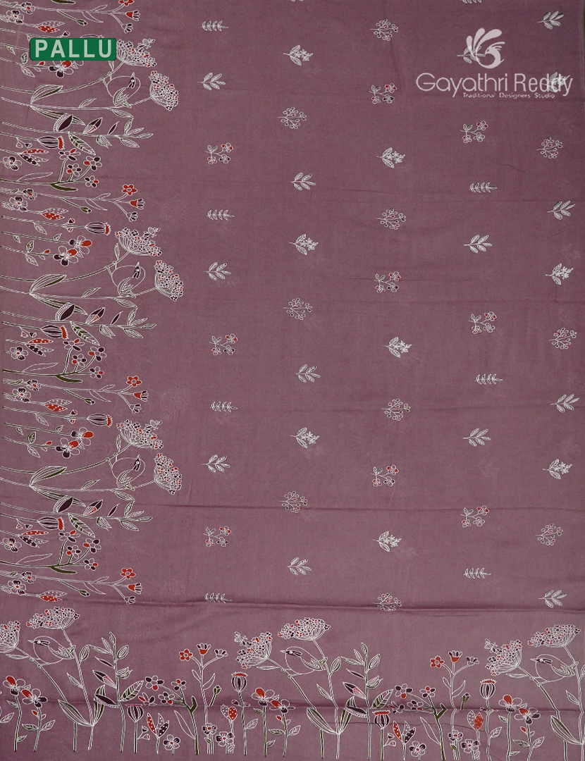 Pure MulMul Cotton Saree in Mauve Pink