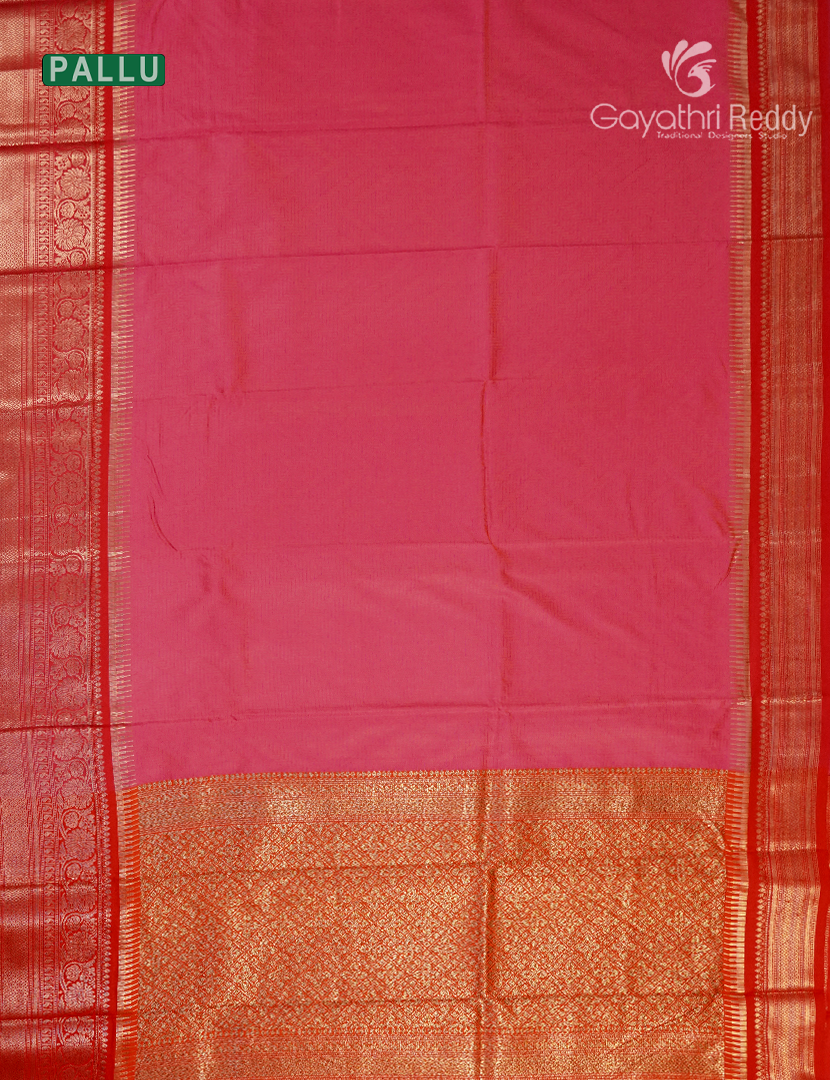 Semi Katan Silk Saree in Rose Pink and Red