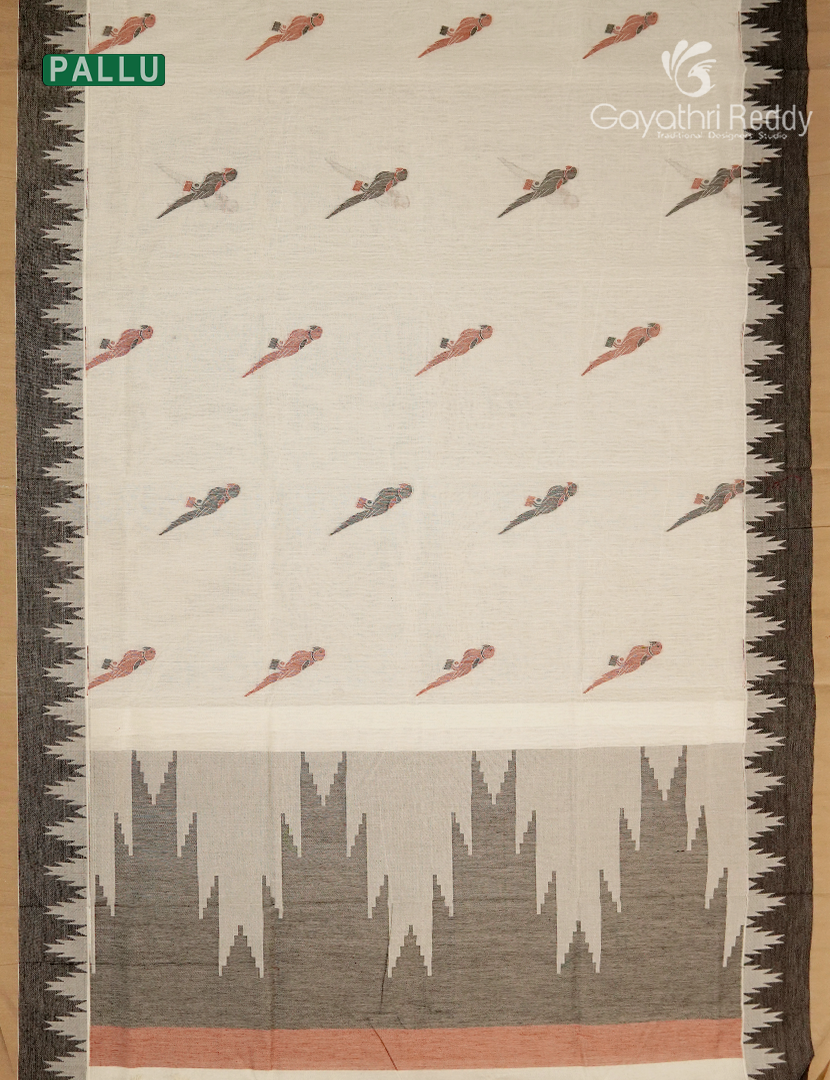 Pure Kanchi Cotton Saree in Off White