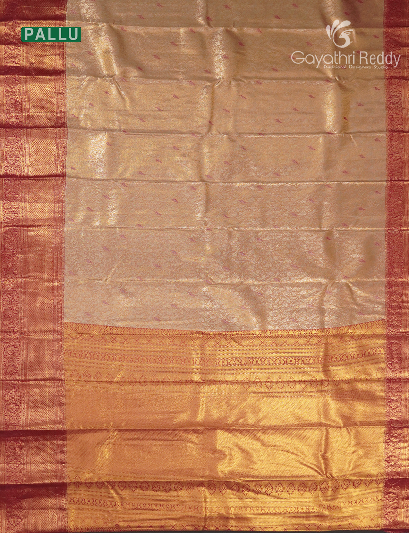 Semi Kanchipuram Silk Saree in Rose Gold and Pink
