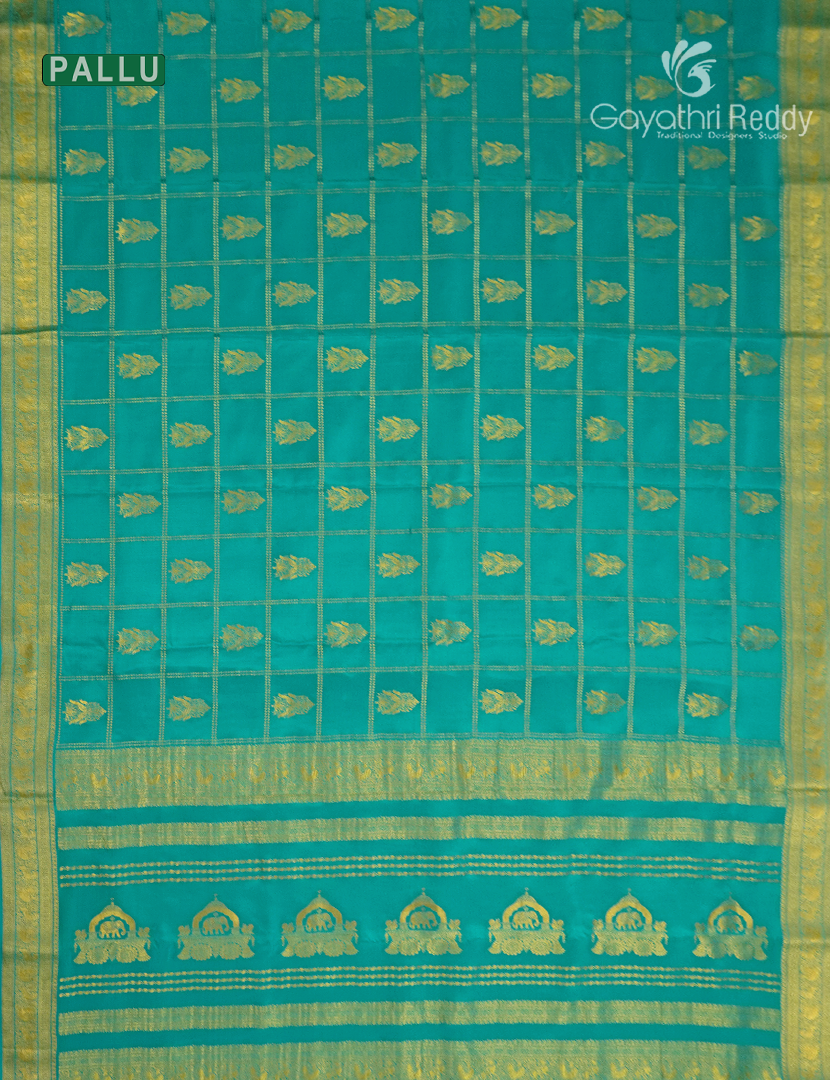 Pure Mysore Silk Saree in Aqua Green