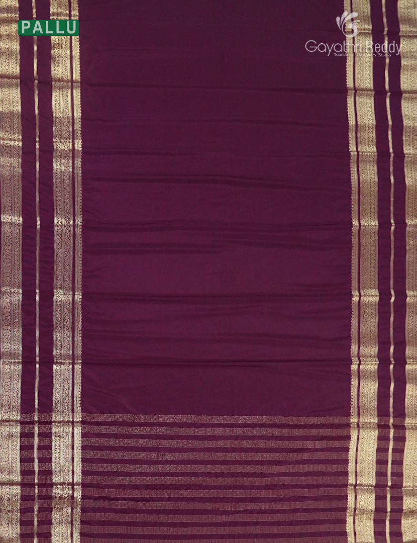 Semi Mysore Crepe Saree in Deep Brown