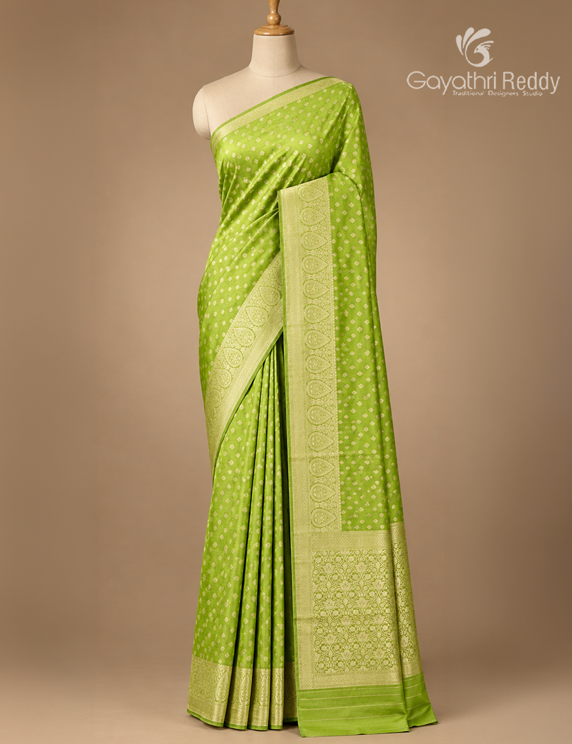 Banaras Georgette Saree in Leaf Green