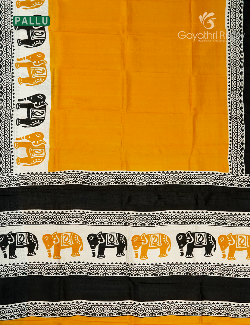 Pure Silk Saree in Turmeric and Black