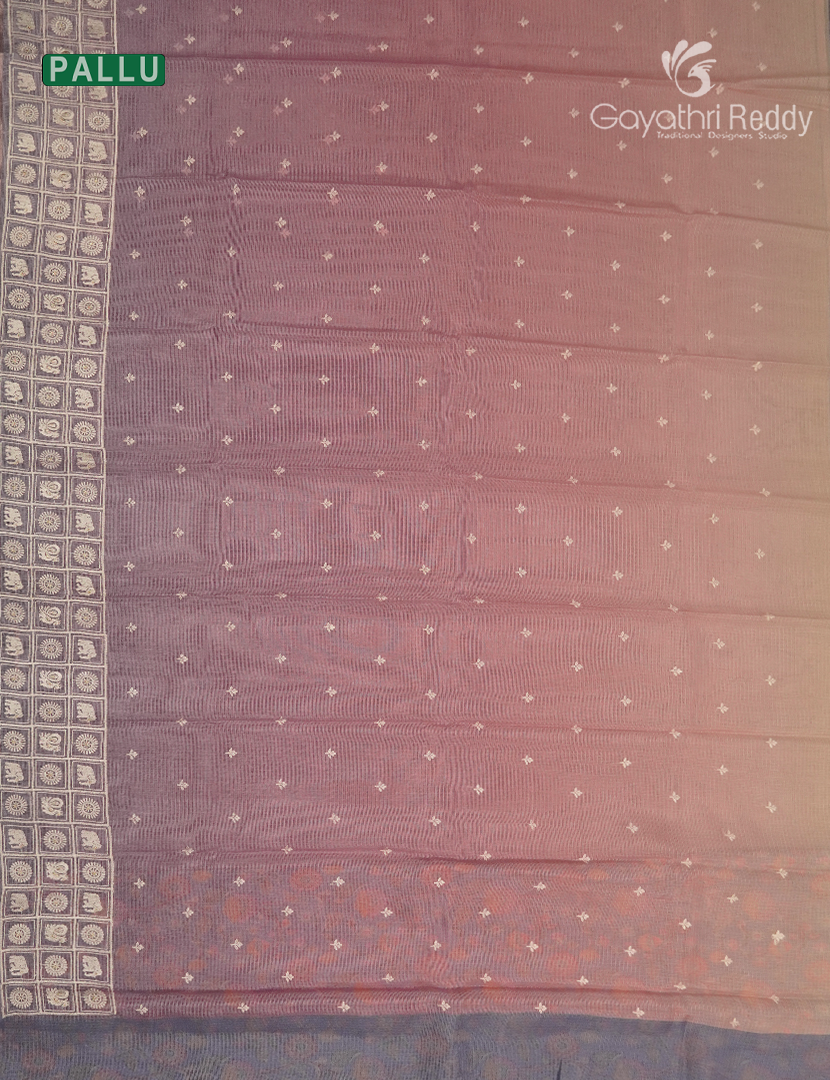 Silk Kota Saree in Onion Pink and Grey