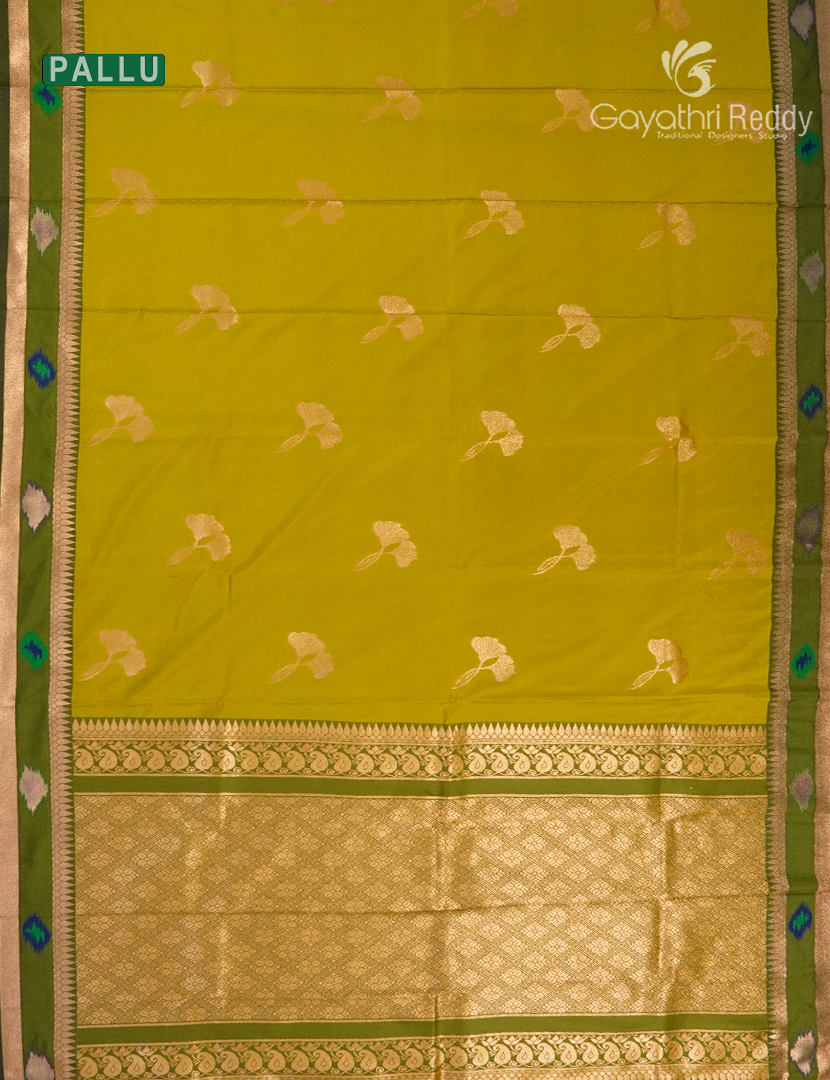 Semi Kanchipuram Art Silk Saree in Lime Green