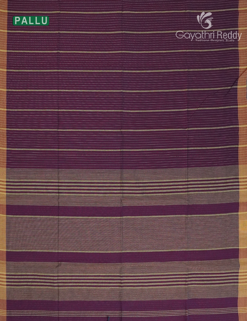 Pure Handloom Cotton Saree in Deep Burgundy