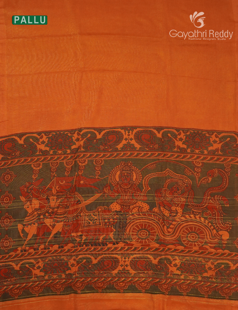 Pure Munga Silk Saree in Orange
