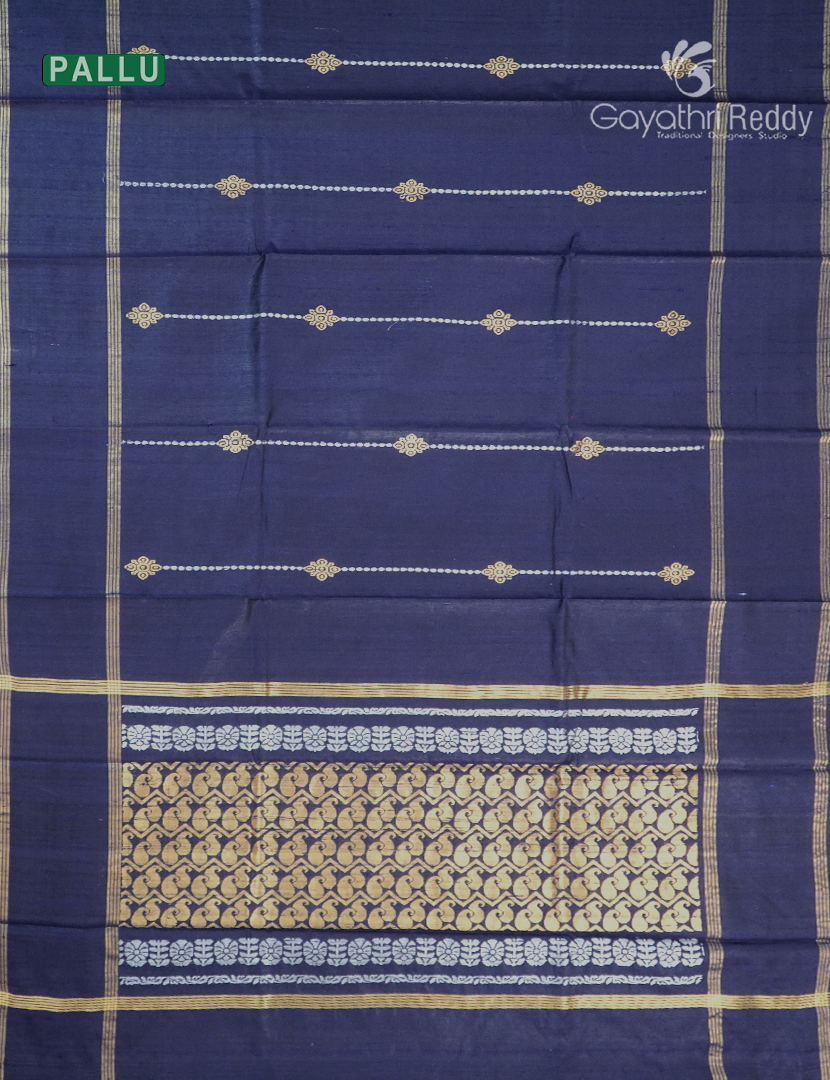 Pure Khadi Pattu Saree in Navy Blue