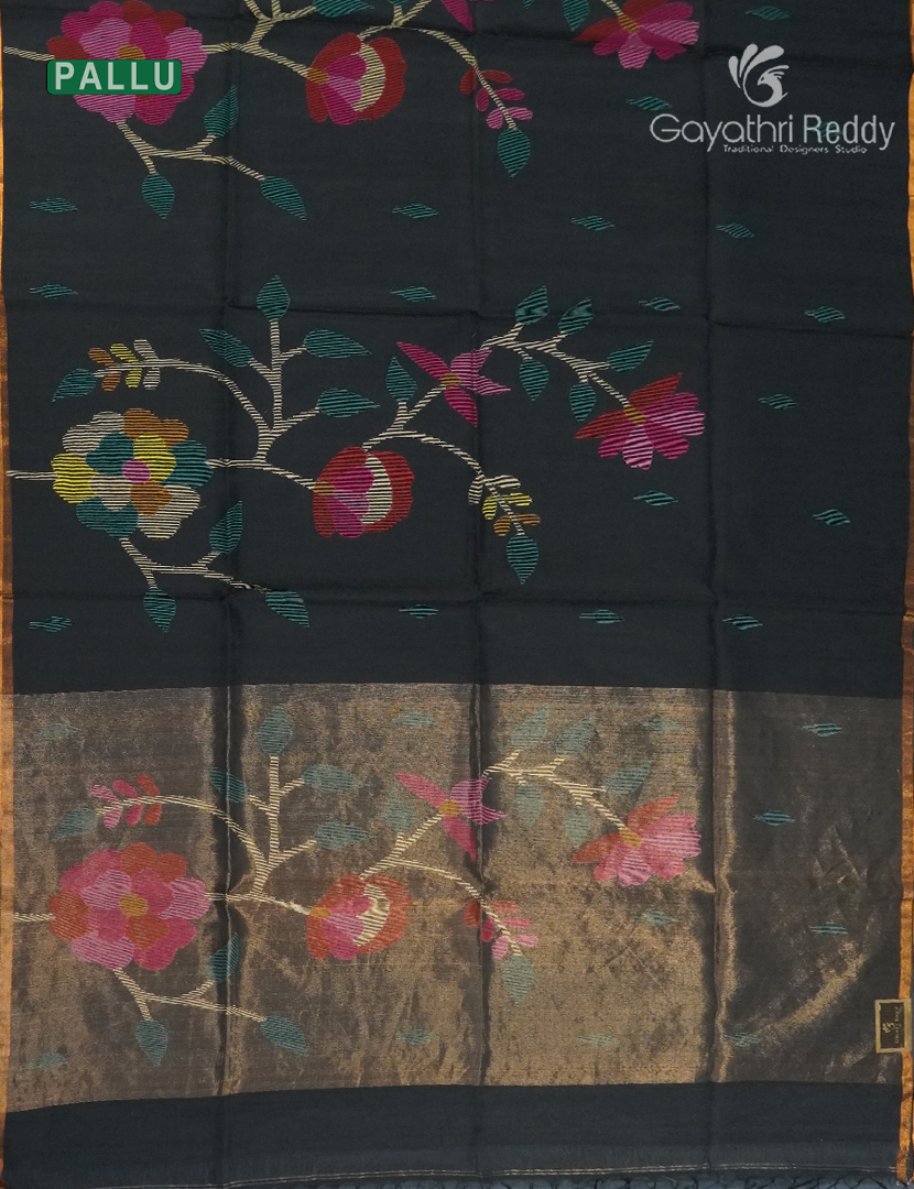 Pure Jamdani Kora Saree in Black