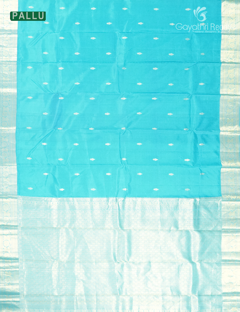 Pure Kanchipuram Vintage Silk Saree in Sky Blue
