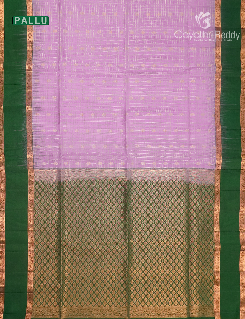 Pure Kanchipuram Vintage Silk Saree in Baby Pink and Deep Green