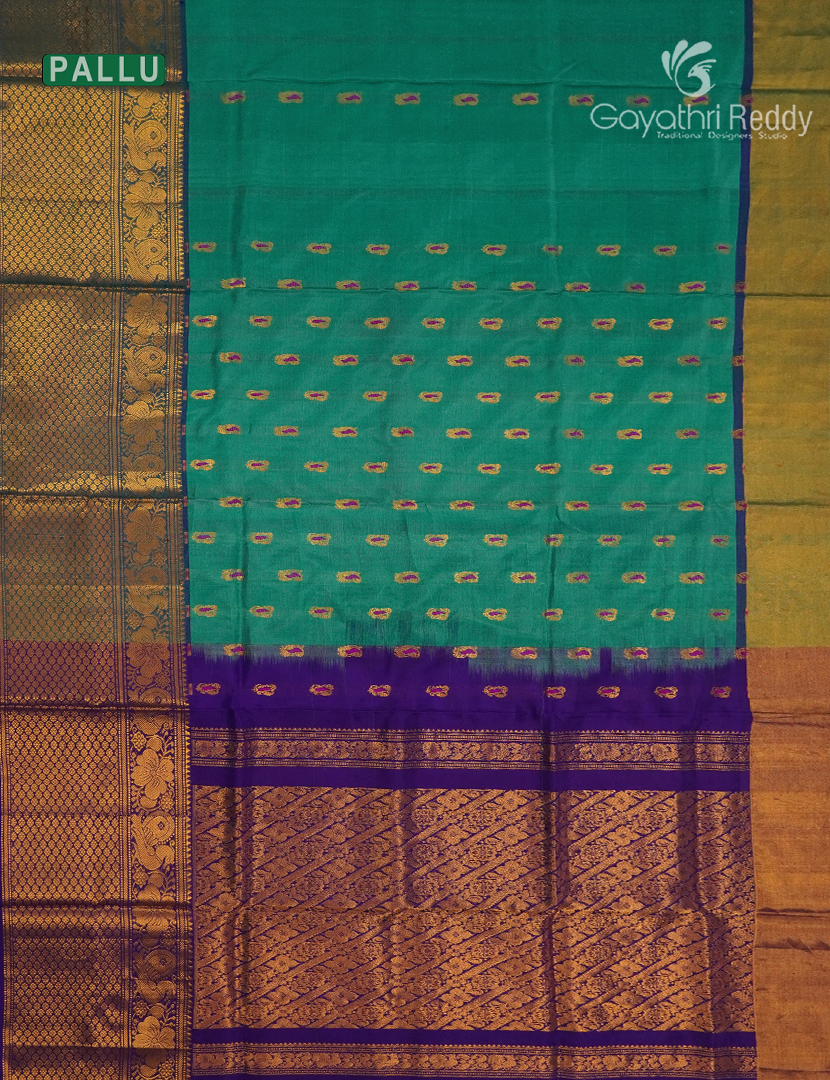 Pure Uppada Silk Saree in Sea Foam Green and Violet