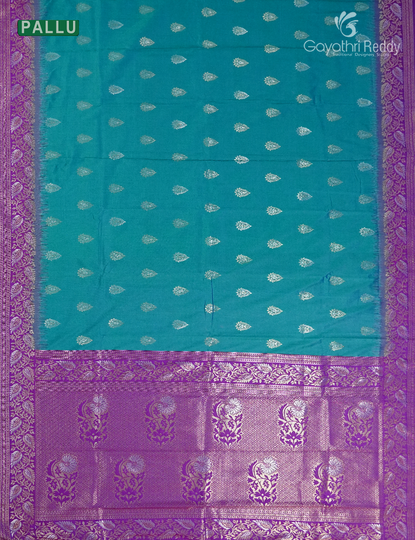 Semi Kanchipuran Silk Saree in Rama Blue and Purple