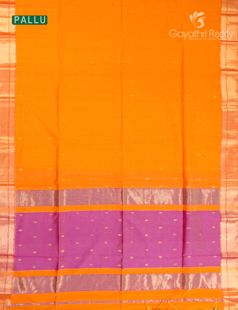 Pure Chanderi Sico Saree in Tangarine and Baby Pink