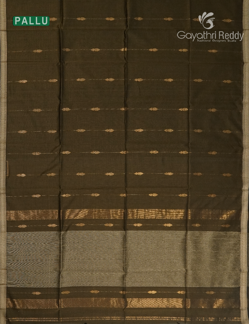 Pure Chanderi Sico Saree in Dry Mehendi Green