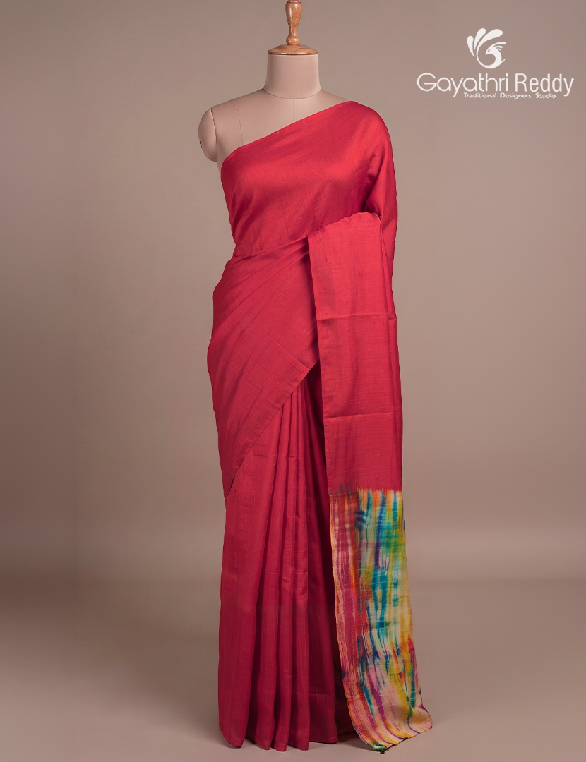 Pure Dupion Digital Print Saree in Rani Pink