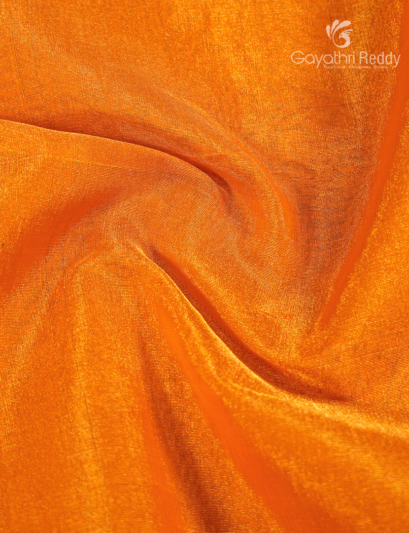 Pure Chanderi Sico Saree in Tangerine