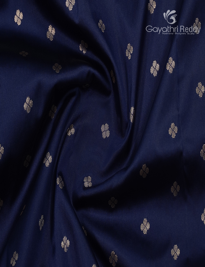 Semi Banaras Katan Silk Saree in Deep Blue and Red