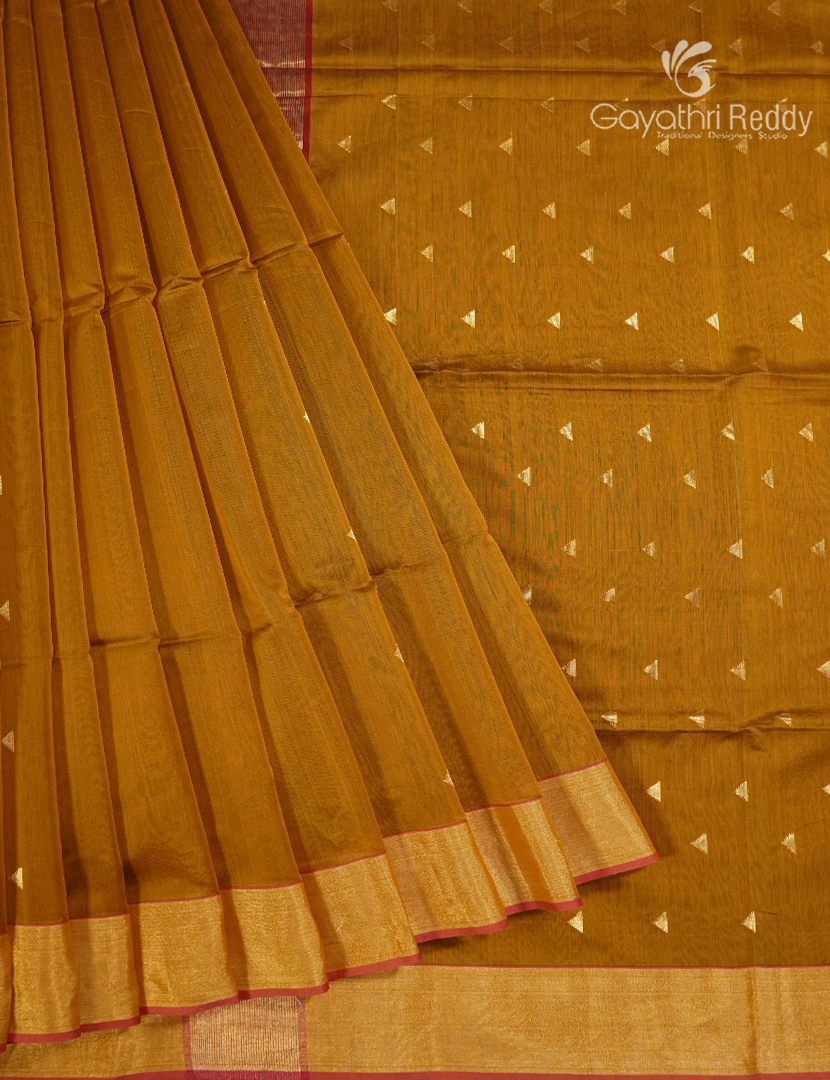 Pure Chanderi Sico Saree in Deep Mustard