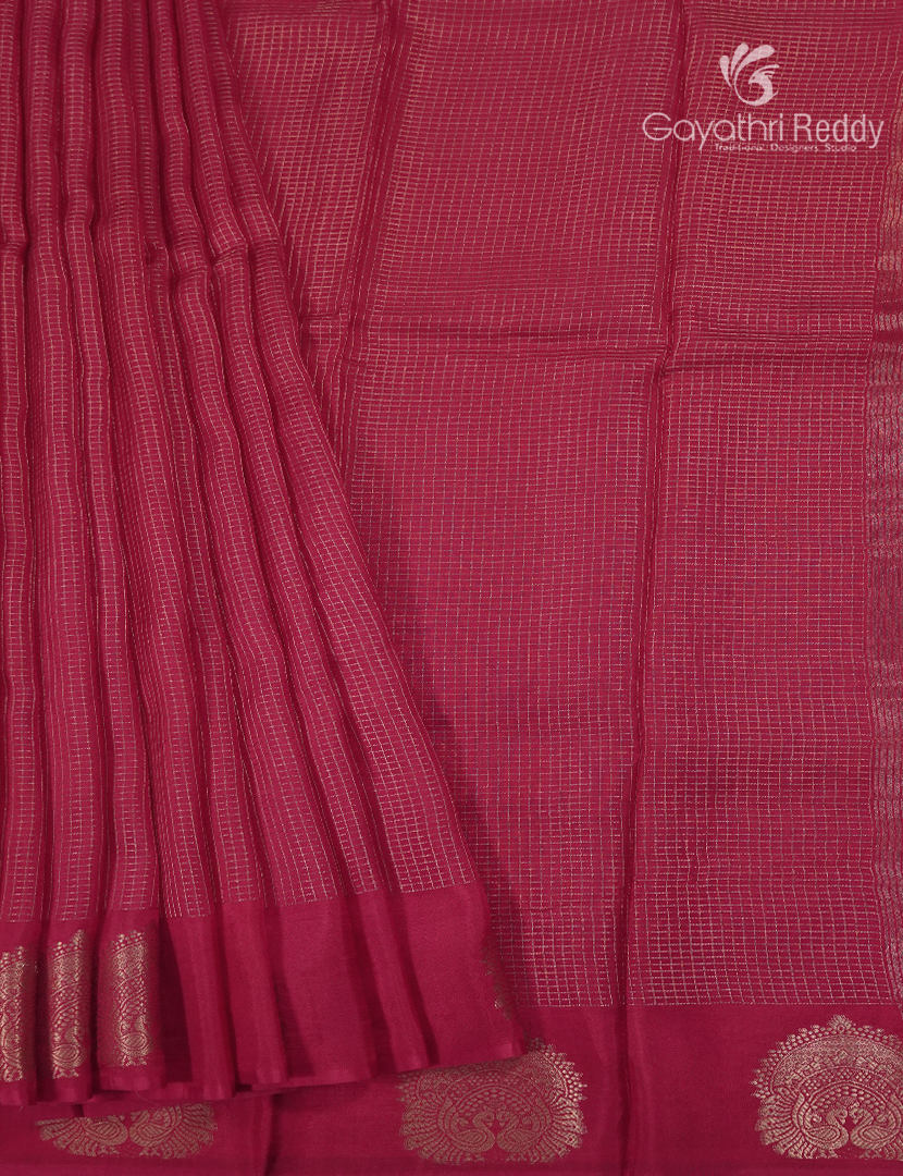 Semi Mysore Crepe Saree in Rani Pink