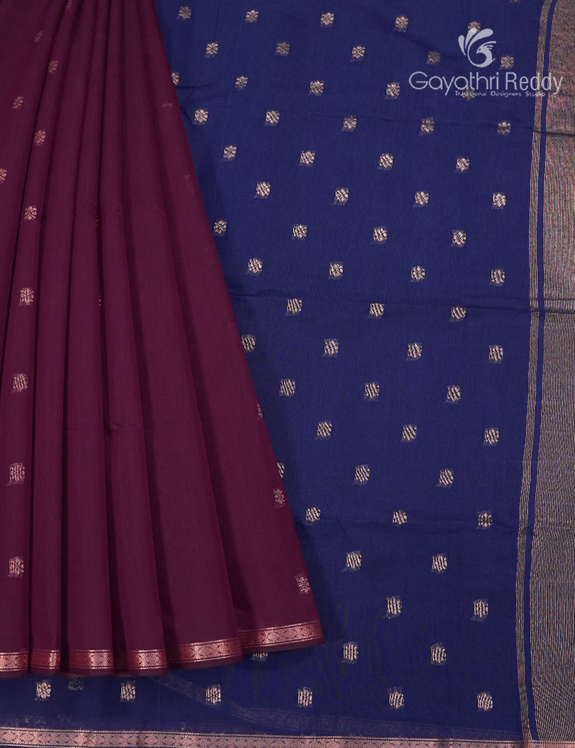 Kanchipuram Sico Saree  in Burgundy and Blue