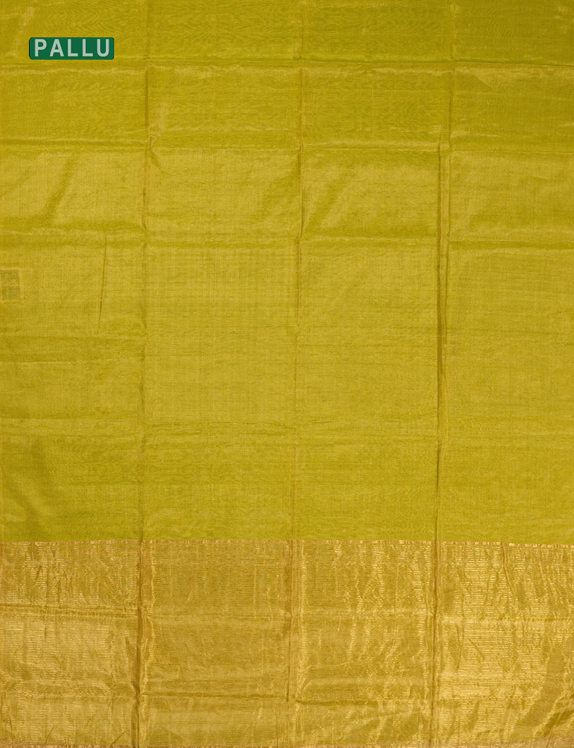 Pure Chanderi Sico Saree in Lime Green