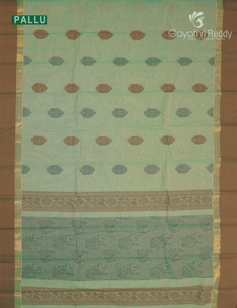 Pure Kanchi Cotton Saree in Mint Green