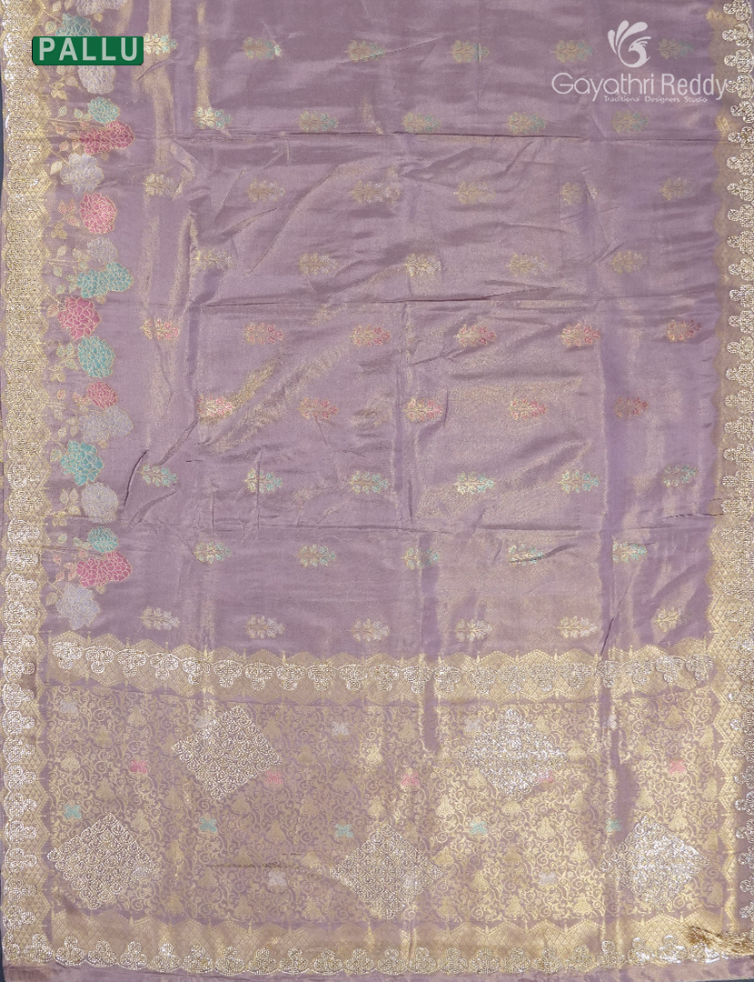 Semi Kanchipuram Silk Fancy Saree in Pastel Purple