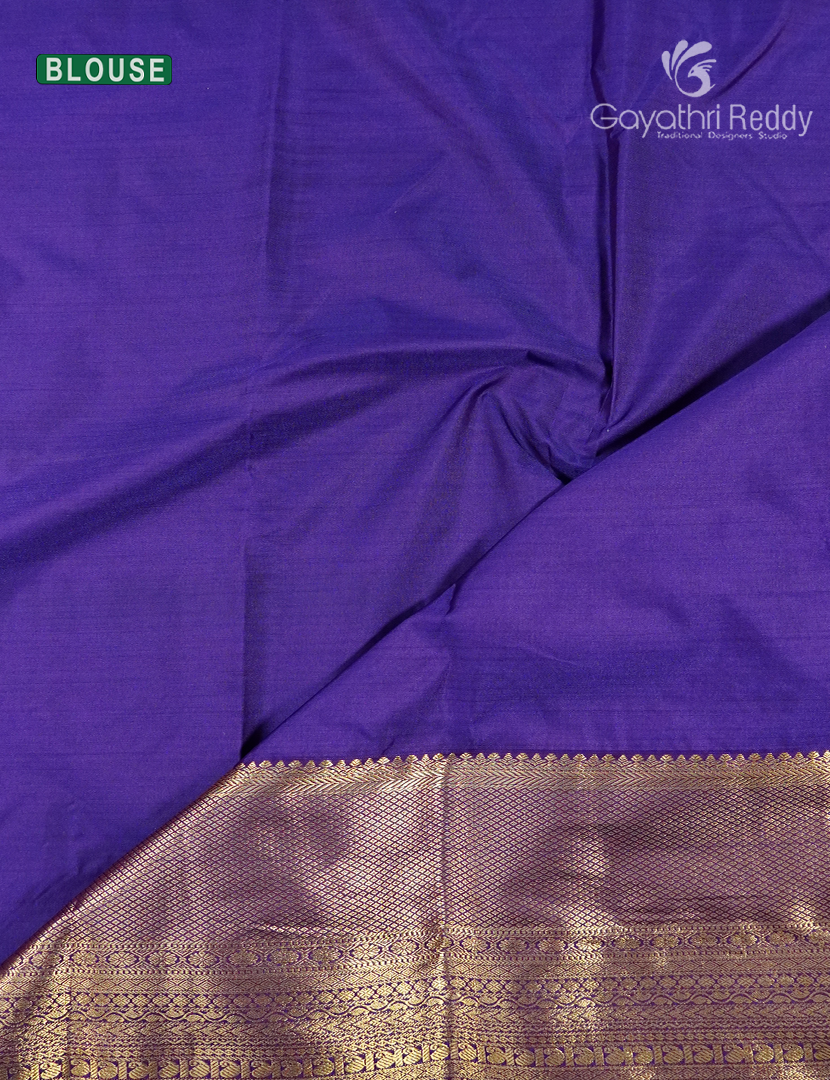 Semi Kanchipuram Silk Saree in Mint Green and Purple