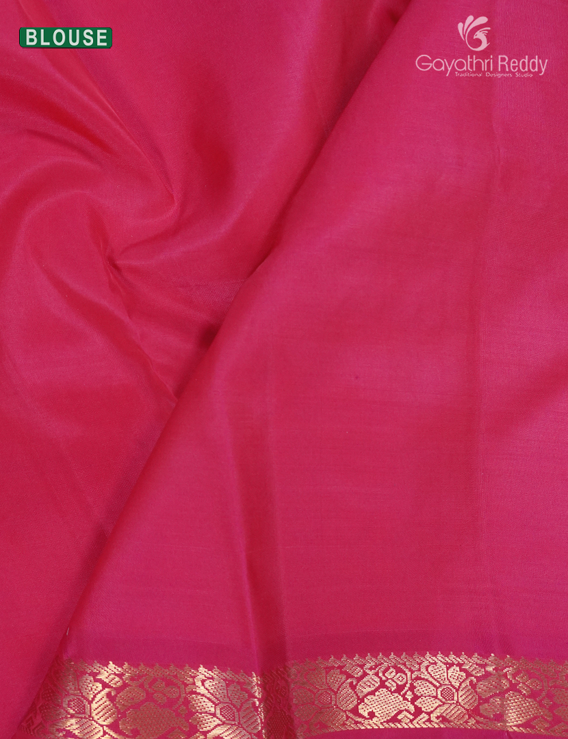 Pure Kanchipuram Vintage Saree ( Small Border ) in Orange and Rani Pink