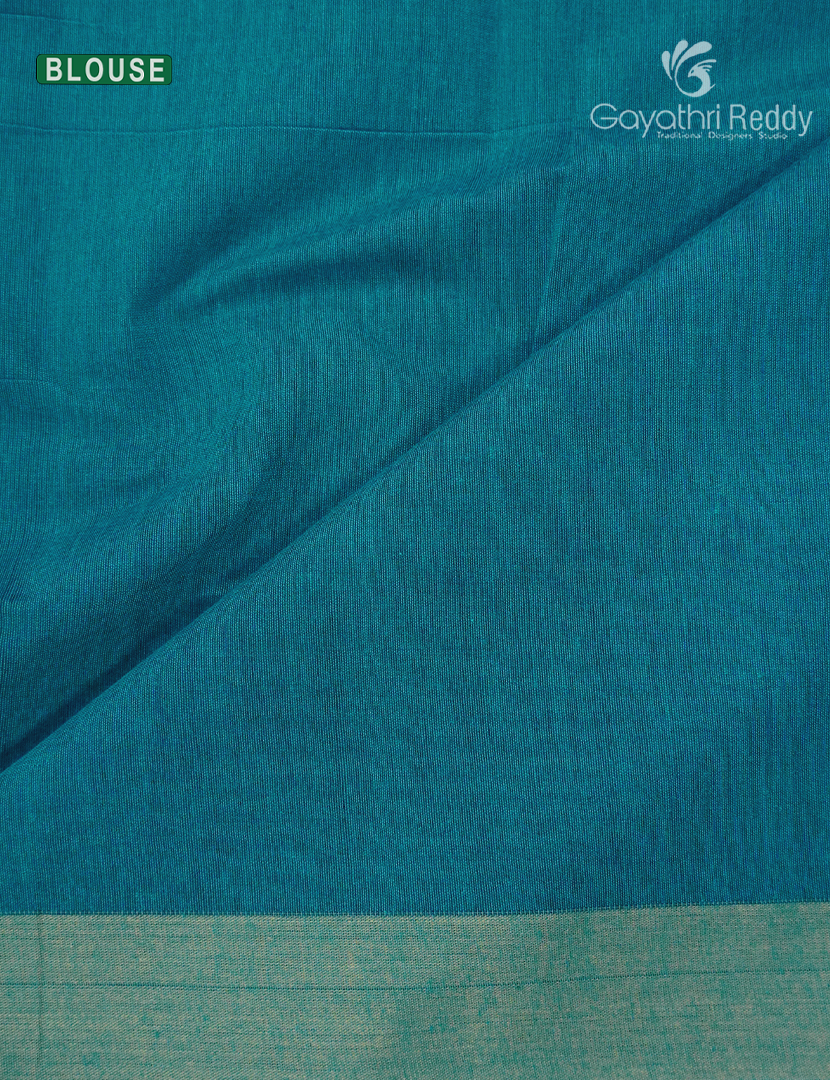 Pure Handloom Cotton Saree in Rama Green and Mehendi Green