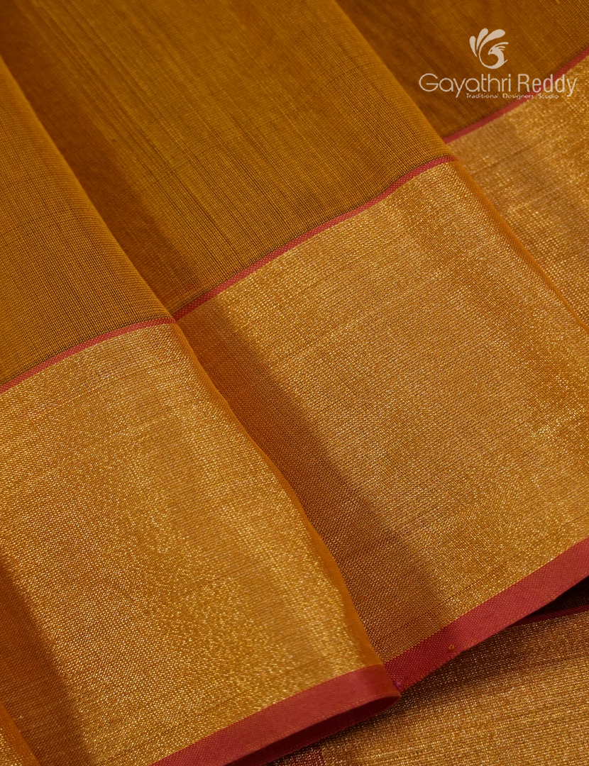 Pure Chanderi Sico Saree in Deep Mustard