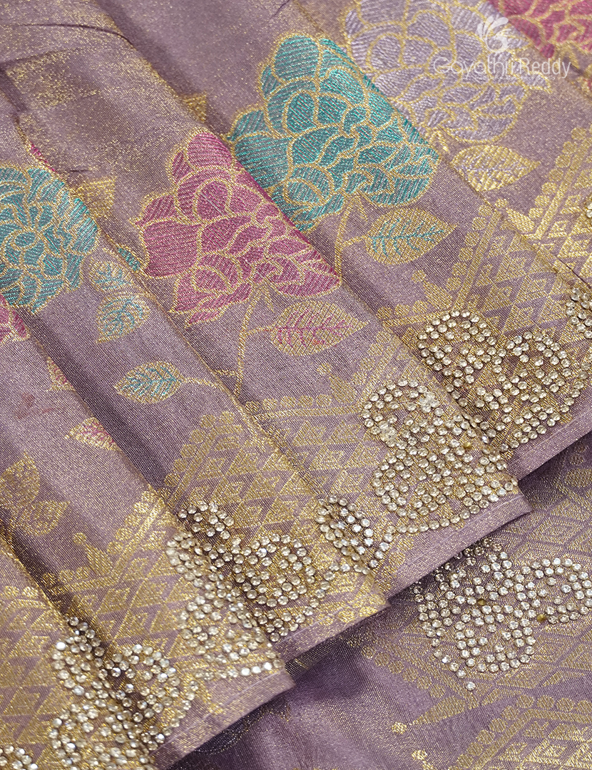 Semi Kanchipuram Silk Fancy Saree in Pastel Purple