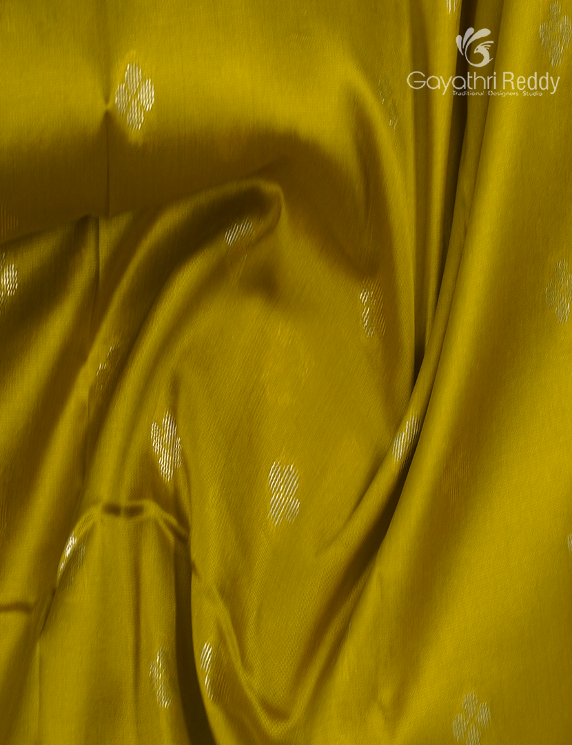 Semi Banaras Katan Silk Saree in Lime Green and Red