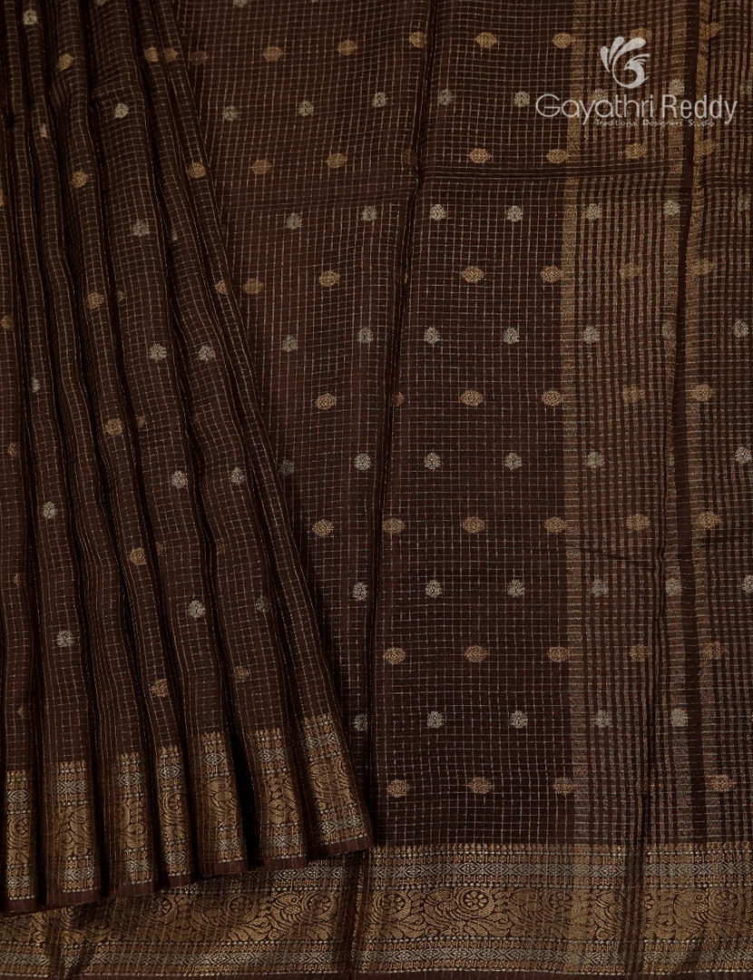 Semi Mysore Crepe Saree in Brown