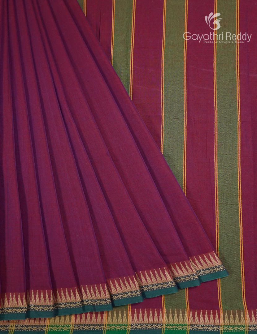 Pure Narayanpet Cotton Saree in Deep Magenta
