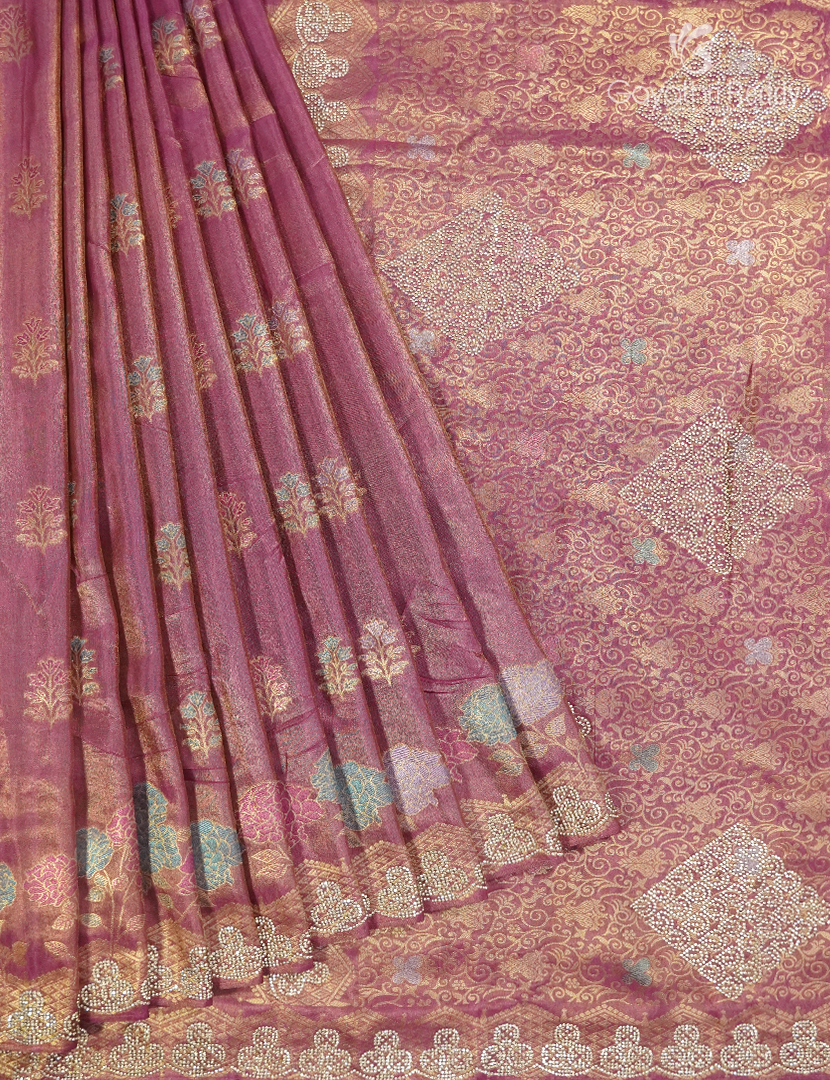 Semi Kanchipuram Silk Fancy Saree in Tissue Red