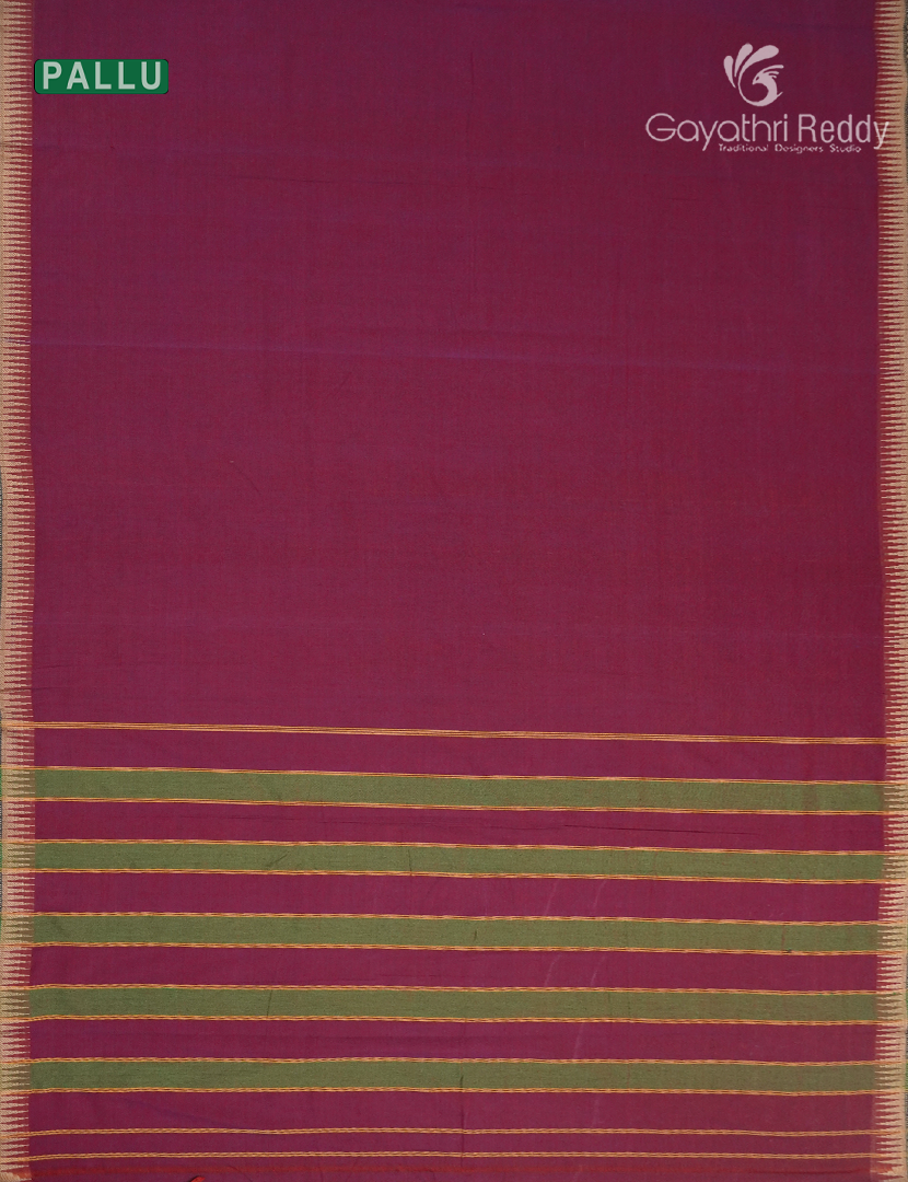 Pure Narayanpet Cotton Saree in Deep Magenta