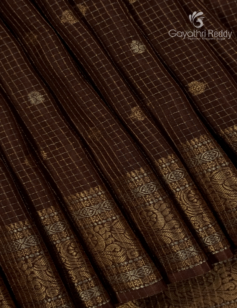 Semi Mysore Crepe Saree in Brown