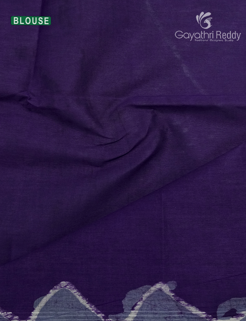 Cotton Batik Print Saree in Violet