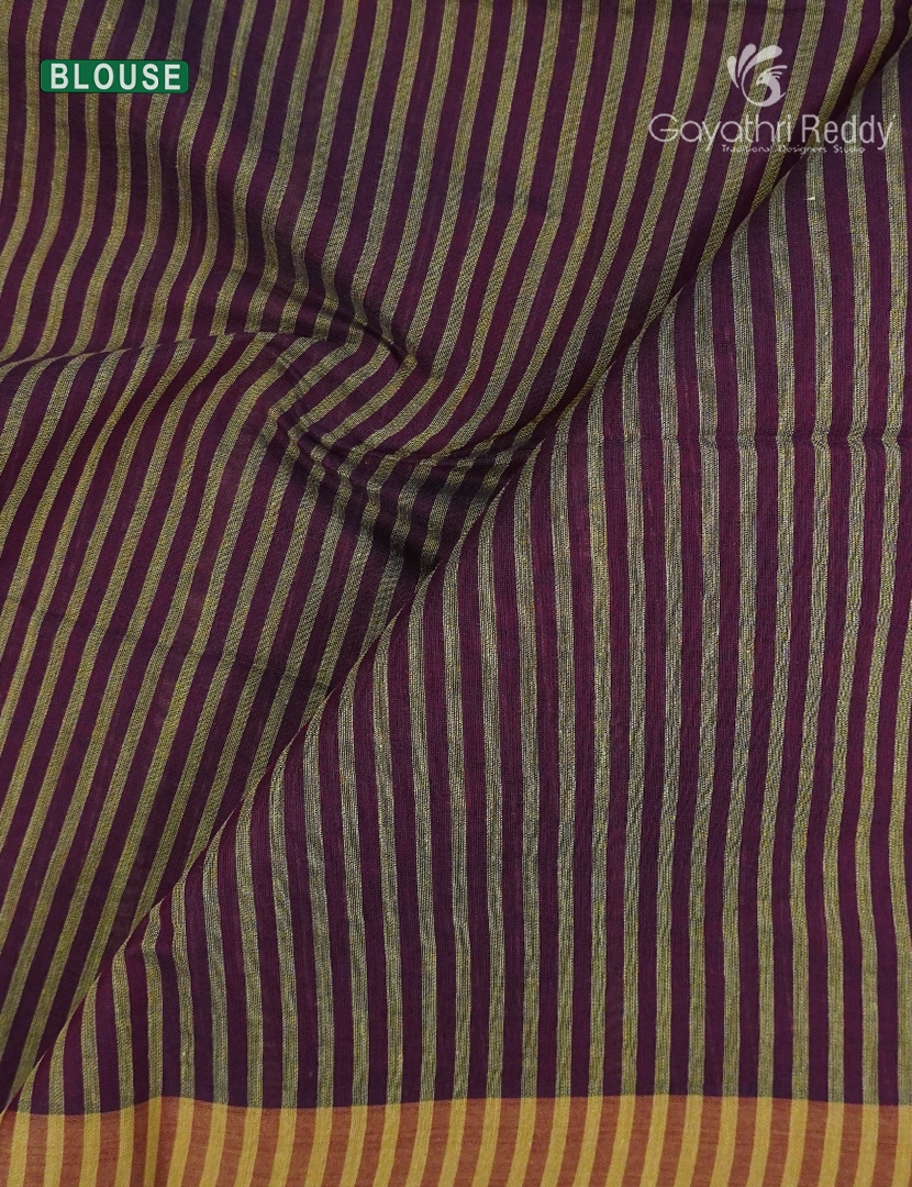 Pure Handloom Cotton Saree in Deep Burgundy