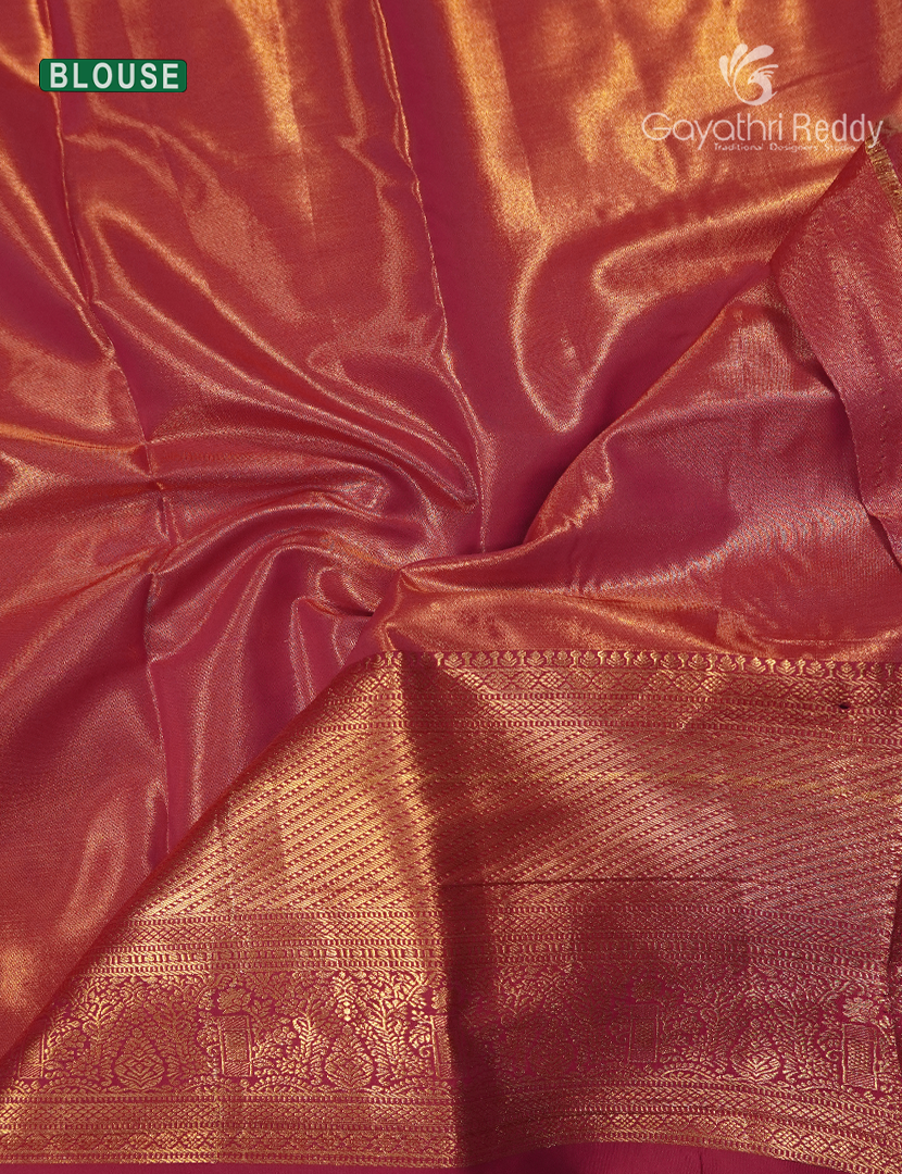 Semi Kanchipuram Silk Saree in Rose Gold and Pink