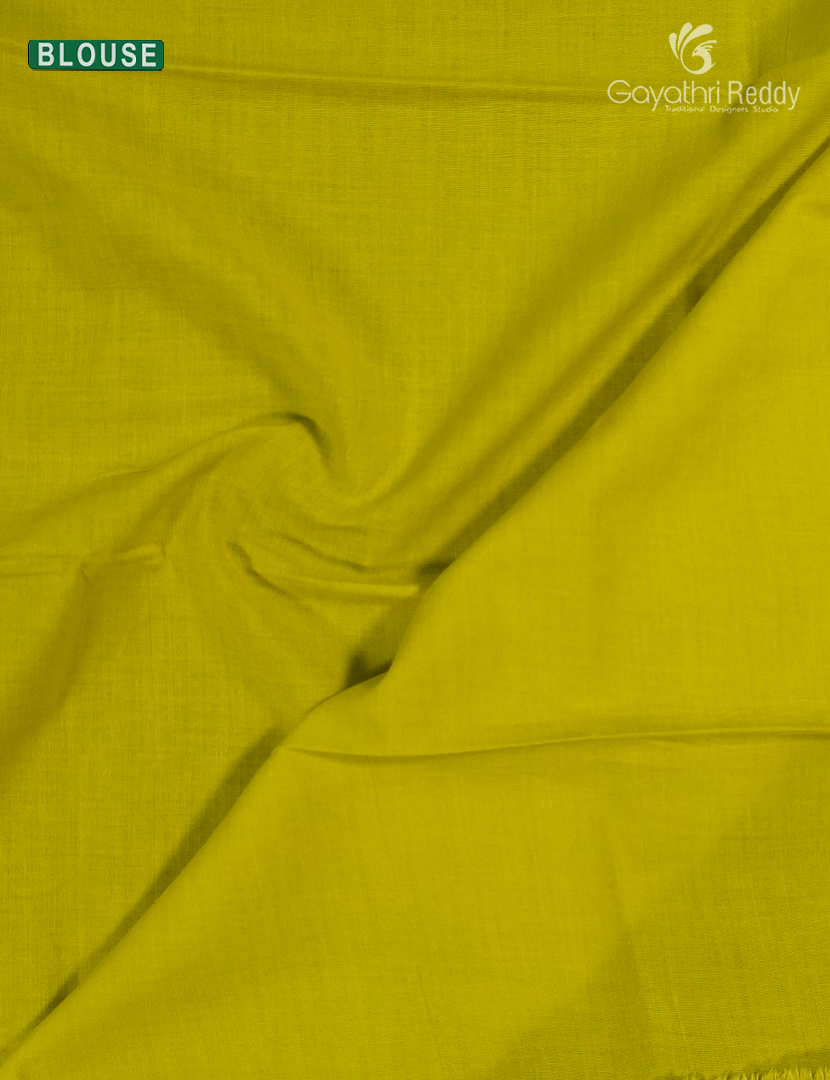 Premium Quality Cotton Kota Saree in Deep Moss Green and Lime Green