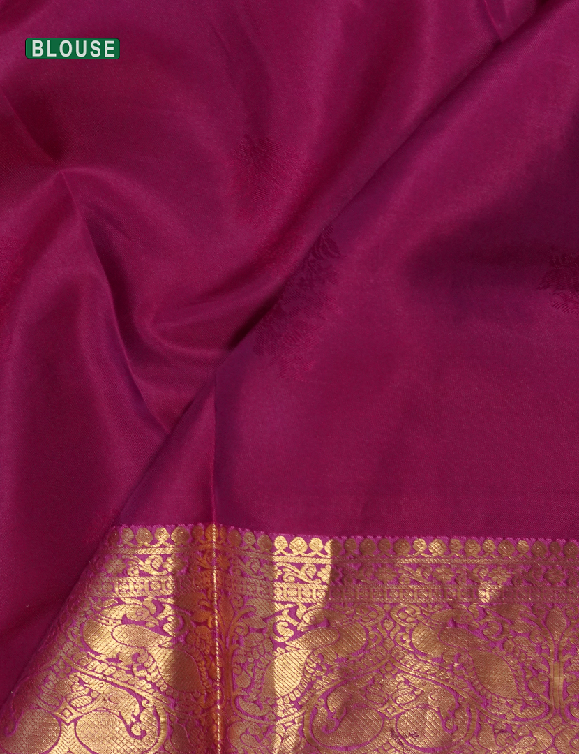 Pure Kanchipuram Silk Vintage Mehendi Green and Deep Pink