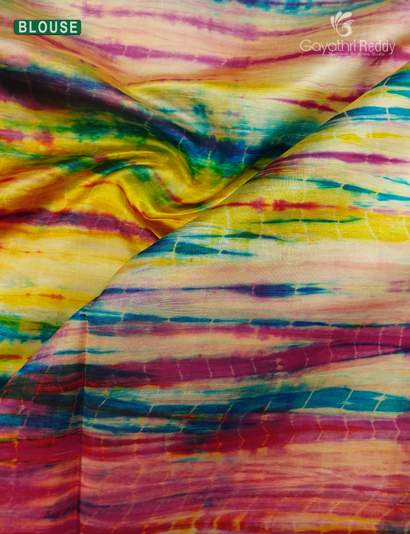 Pure Dupion Digital Print Saree in Rani Pink