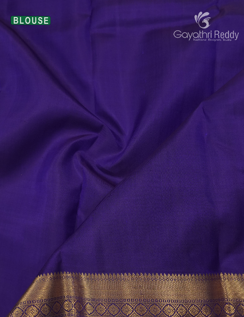 Pure Kanchipuram Silk Saree in Sea Blue and Violet